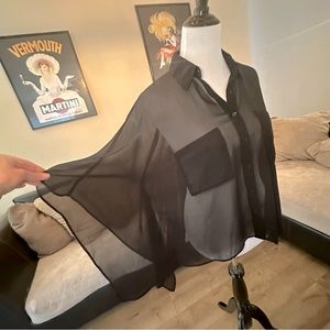 Sheer Bat Wing Button Down Top - Urban Outfitters